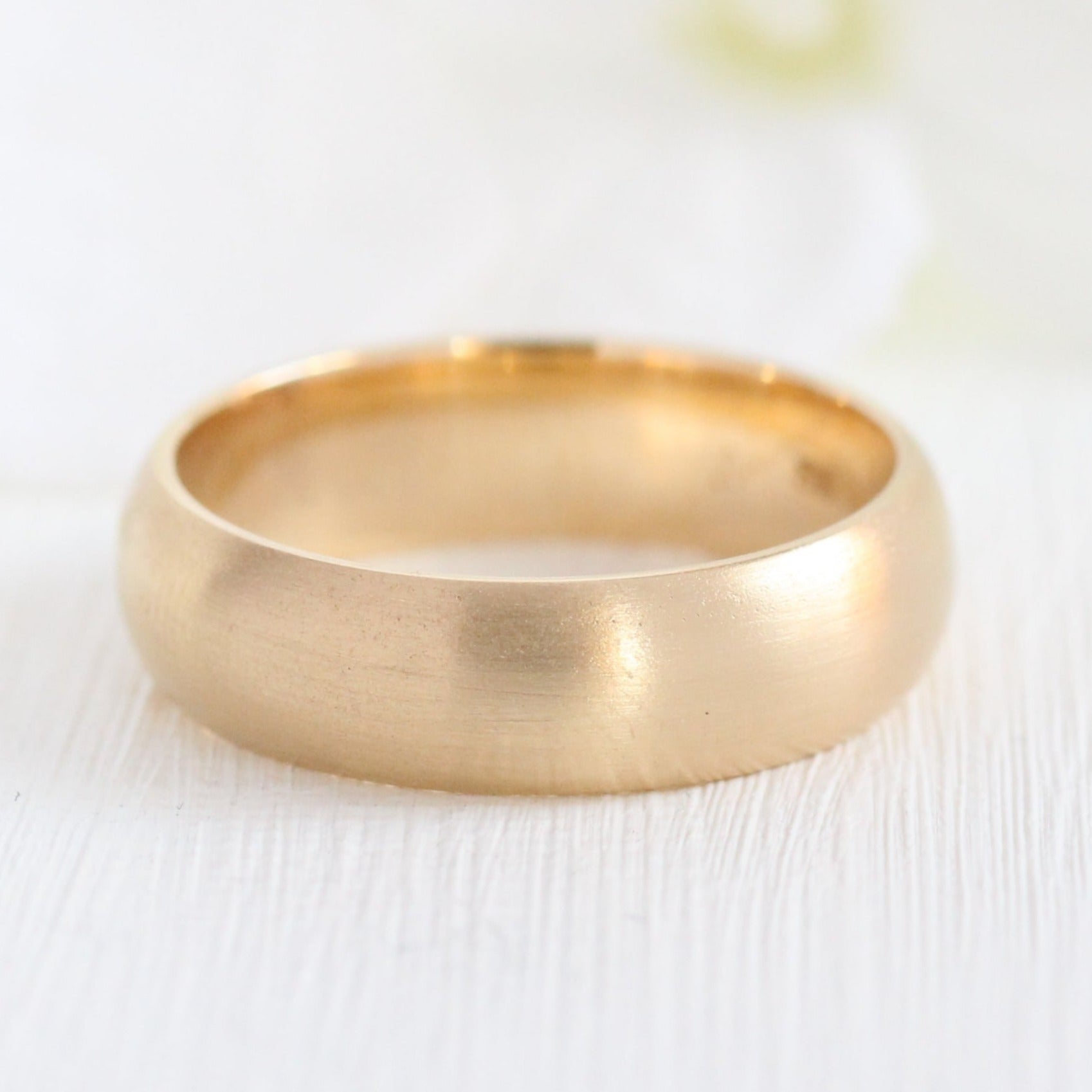Mens Wedding Ring Yellow Gold Domed Wedding Band Matte Finish Ring | La ...