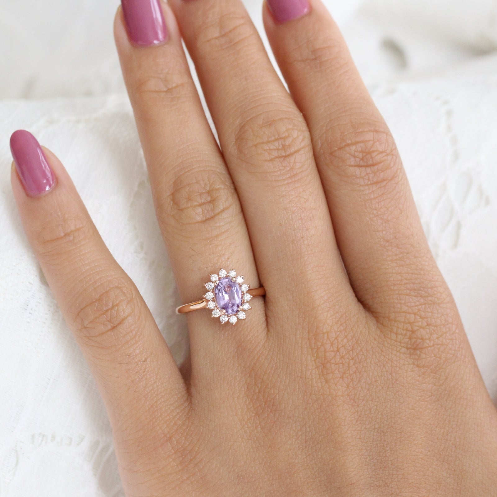Natural Purple Sapphire Engagement Ring 