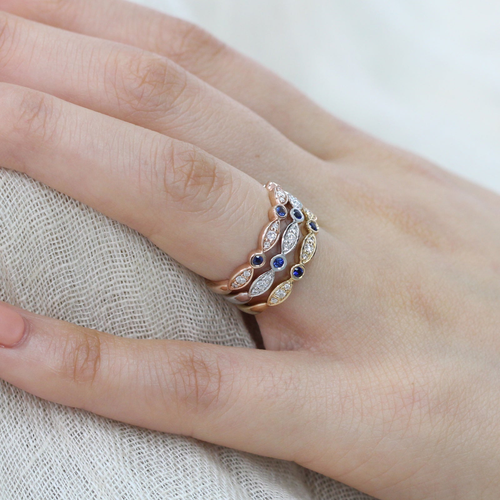 white gold ring with rose gold band