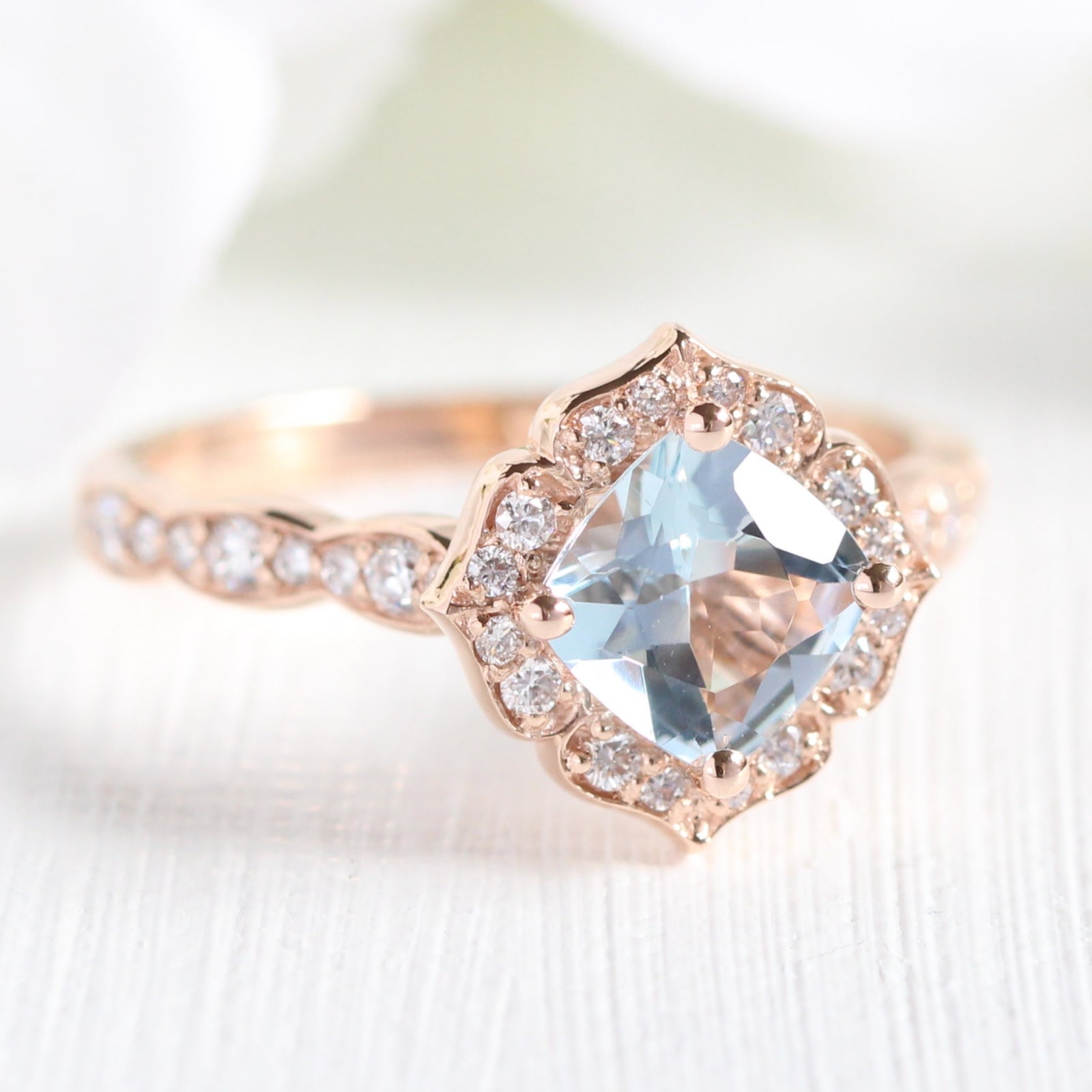 aquamarine engagement ring with rose gold eternity jewelry by johan on aquamarine wedding ring gold