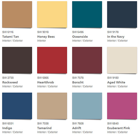 2018 color trends - Sherwin Williams Unity Colour palette