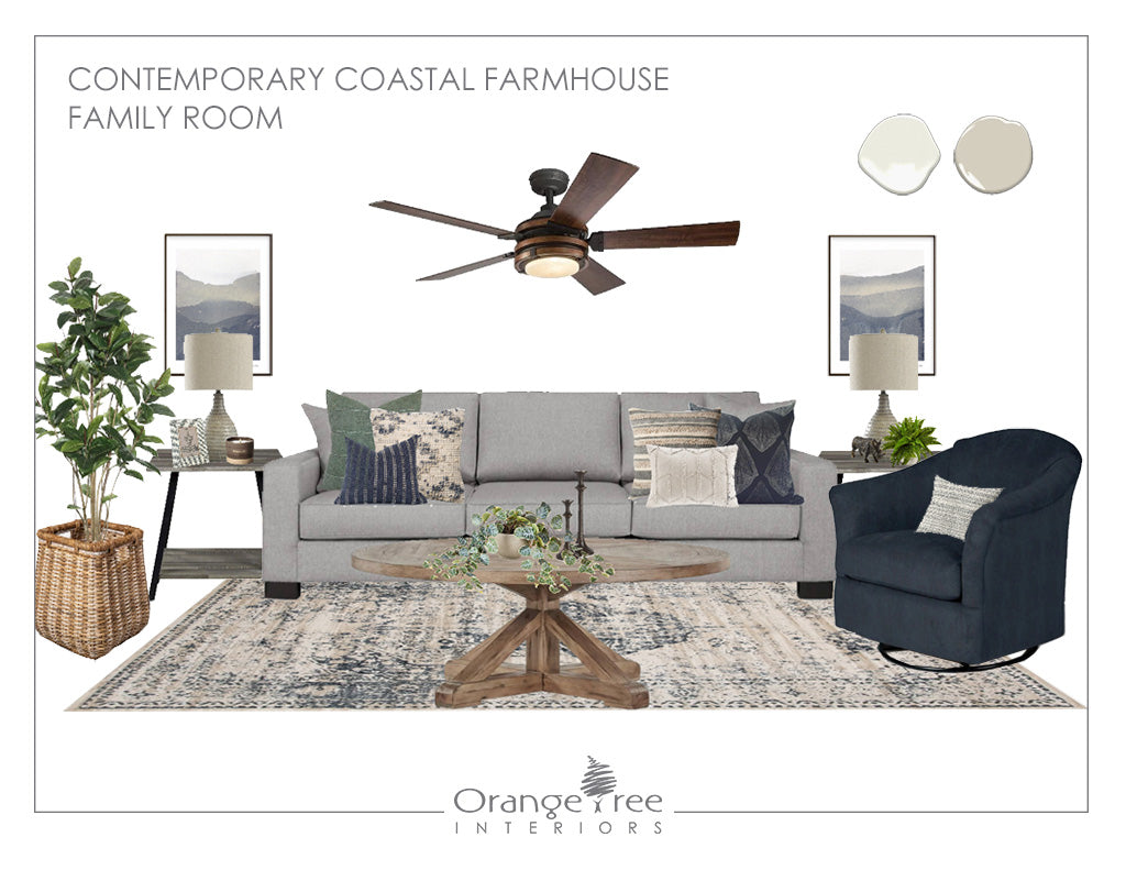 Contemporary Coastal Farmhouse Family Room
