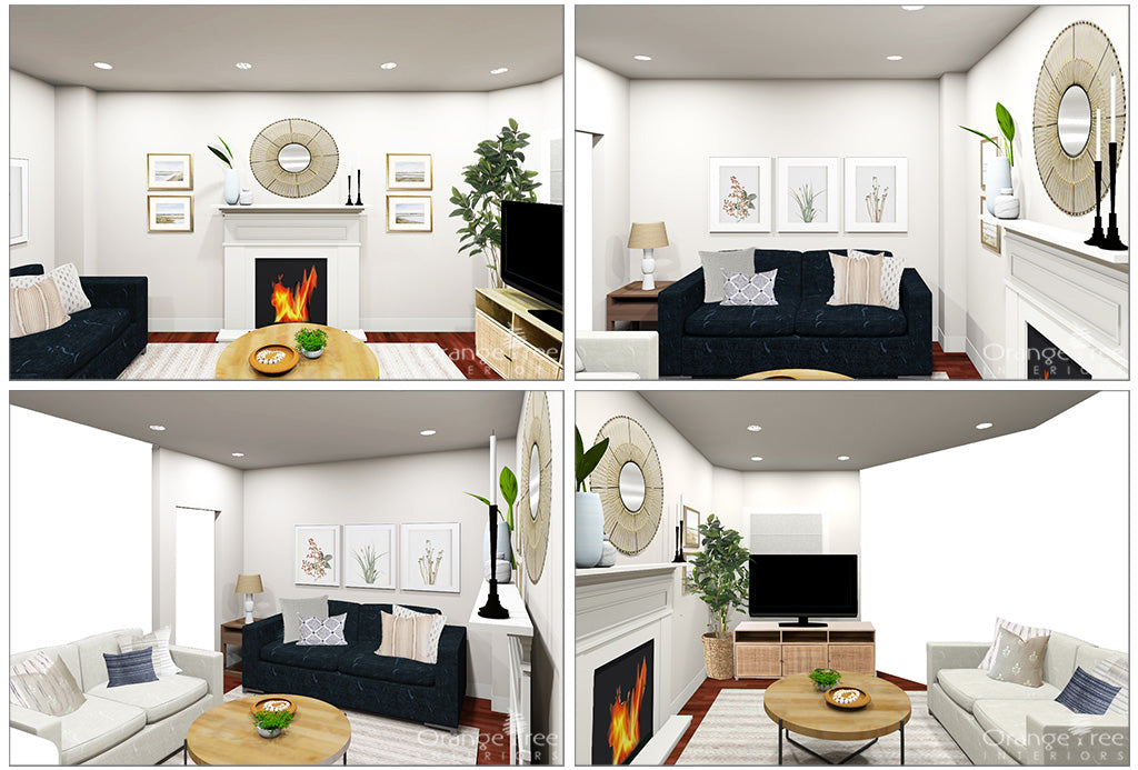 Contemporary Coastal Living Room 3D Rendering