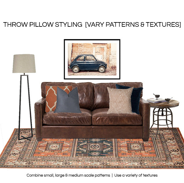 How to style throw pillows 2019 - vary texture and pattern