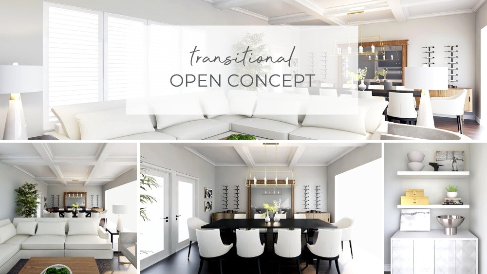 Transitional Living Room & Dining Room Interior Design