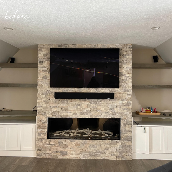 built in shelving entertainment area