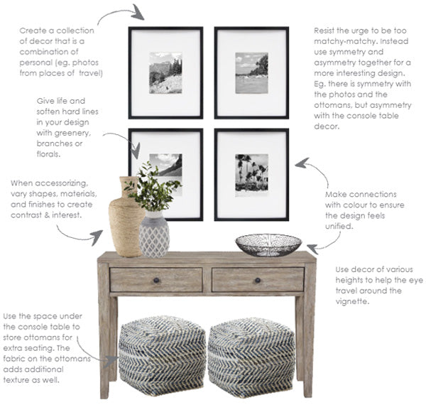 how to style a console table - contemporary coastal