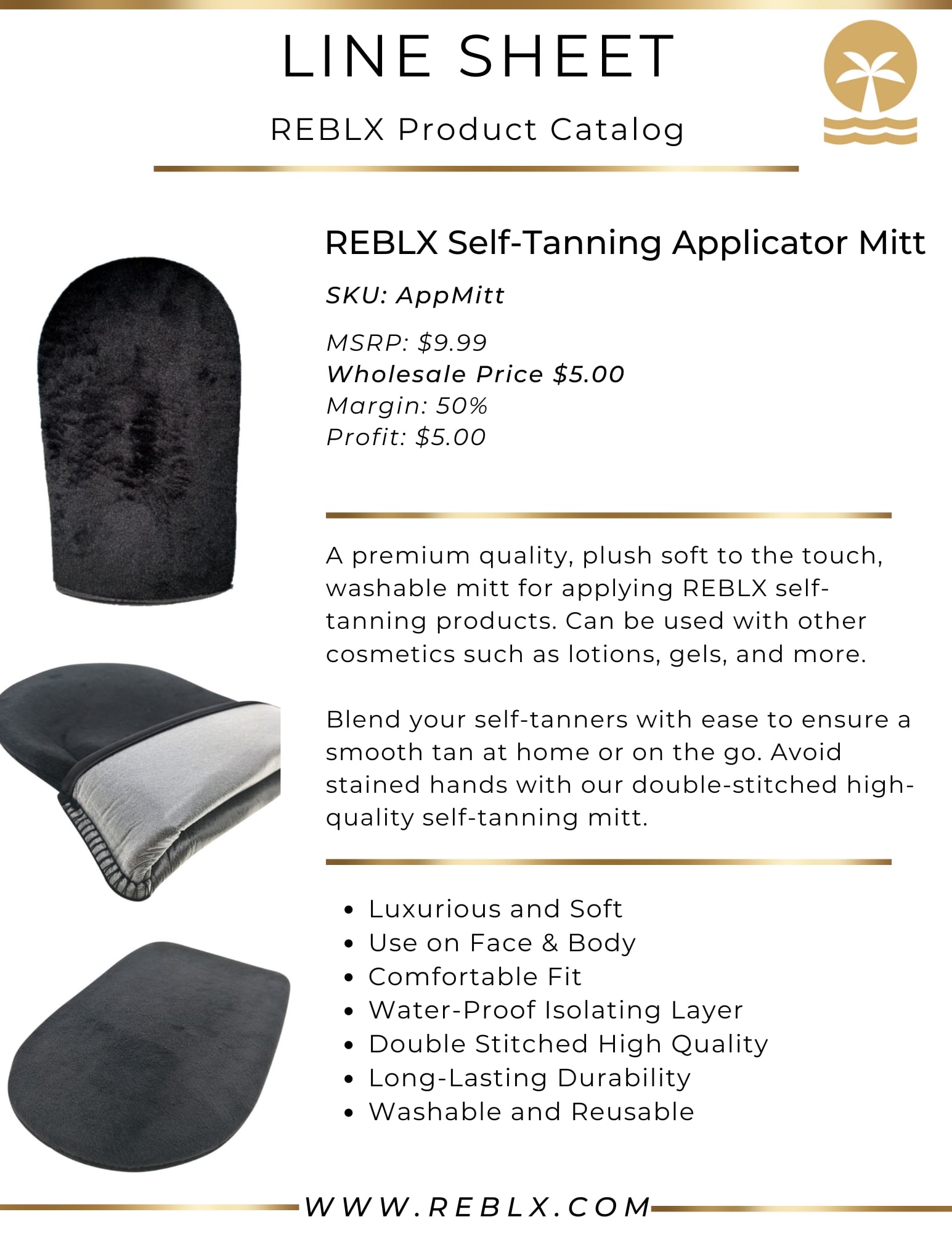 REBLX Product Catalog - REBLX Self-Tanning Applicator Mitt