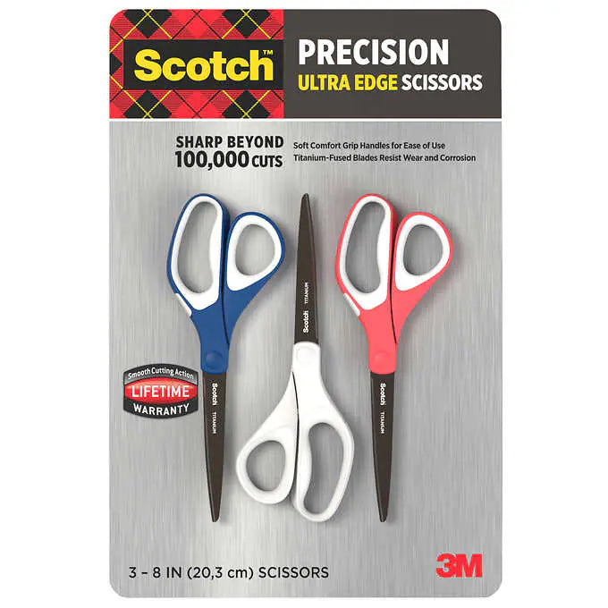 3M Scotch Precision Ultra Edge 8" Scissor, (3-count)