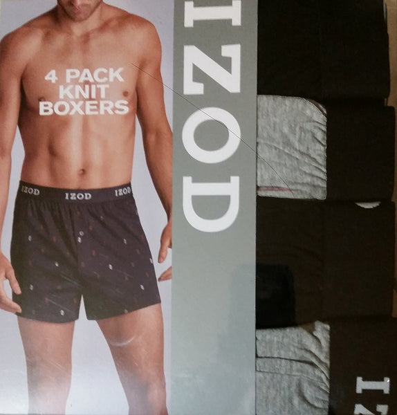IZOD Mens Cotton Knit Boxers 4-pack (M-32-34)