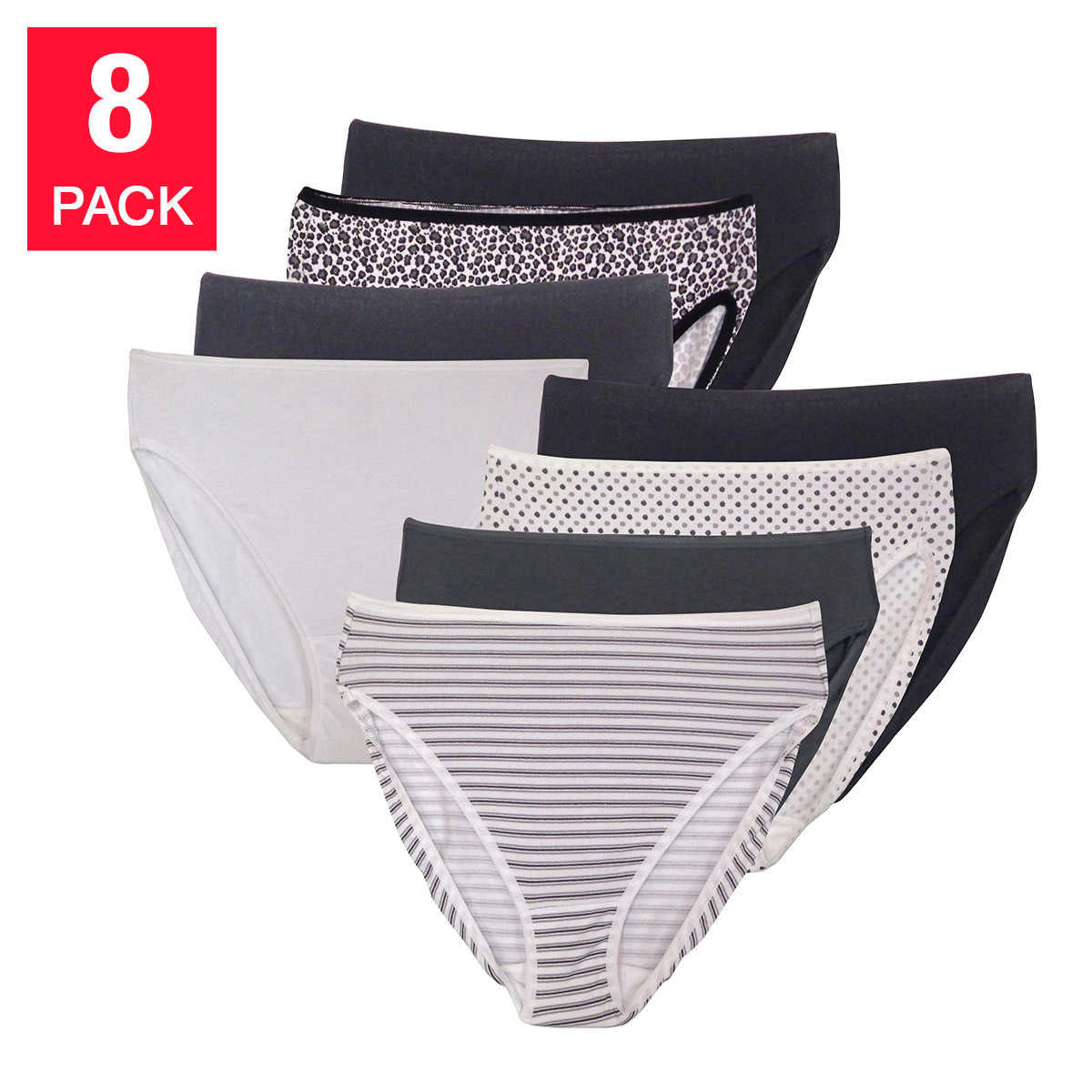 Felina Cotton Stretch Hi Cut Panty (6-Pack) Full Coverage Underwear for  Women - Sexy Lingerie Panties for Women, Style: C1818 (Gray Marine, Small)  