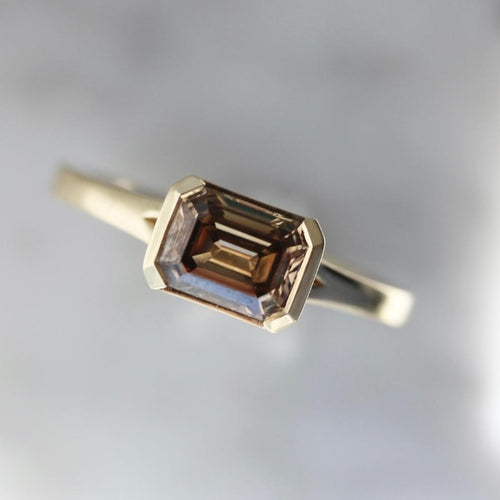 Amaretto Champagne Emerald Cut Diamond Ring - Gem Breakfast