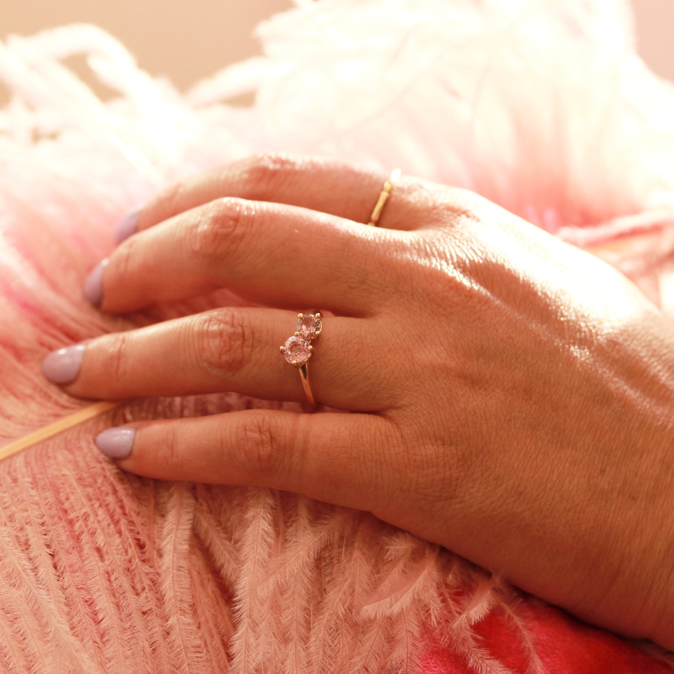 Toi et Moi Diamond and Peachy-Pink Sapphire Bypass Ring in Rose Gold 14K Rose Gold | Gorgeous Designs Ready to Ship - Taylor Custom Rings