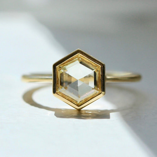 Fair Verona Champagne Hexagon Rose Cut Diamond Ring - Gem Breakfast