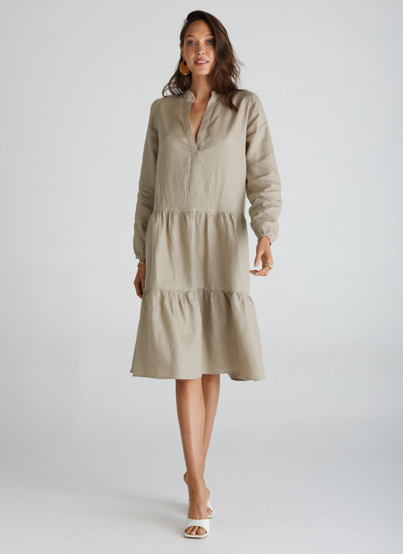 Luxe Linen Amore Dress Aqua Blu Australia