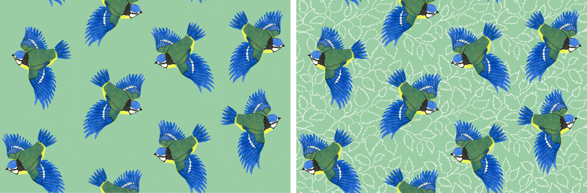 Blue Tit Fabric Design