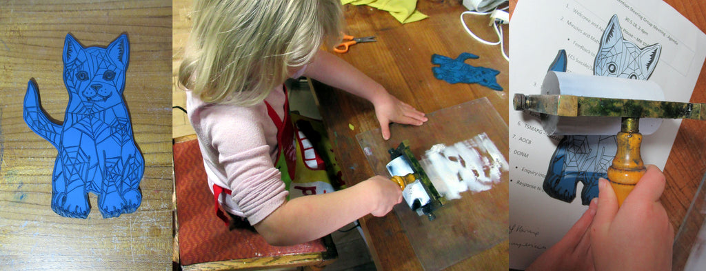 Printing linocut for Halloween outfit