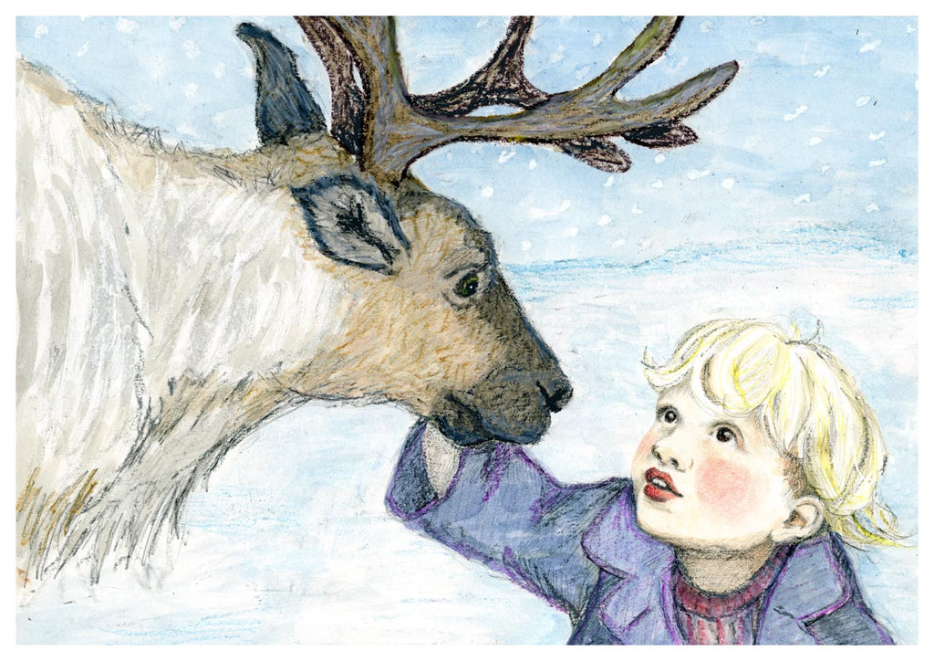 Reindeer and little girl