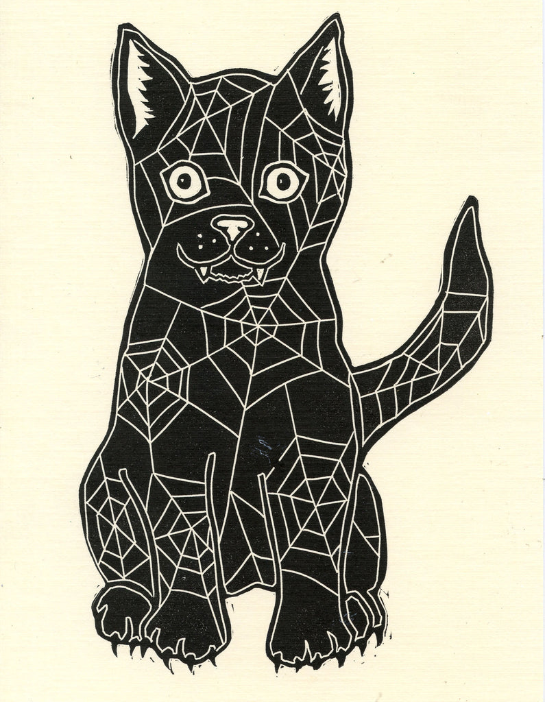 Halloween Cat Linocut