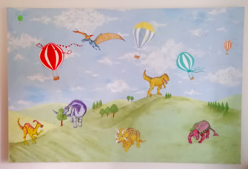 Canvas with dinosaurs