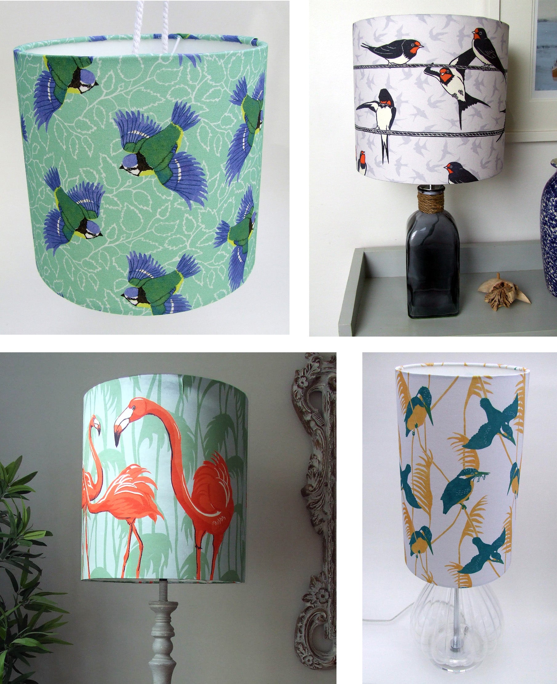 Lampshades made from Three Bears Prints Fabrics