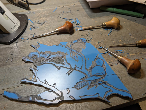 Linocutting bullfinch image