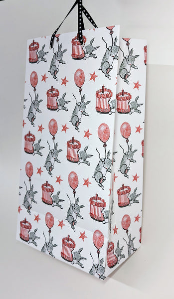 Gift bag made with Party Rabbit Wallpaper by Three Bears Prints