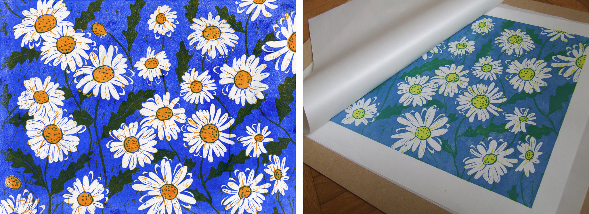 Handmade Daisy Linocut Print