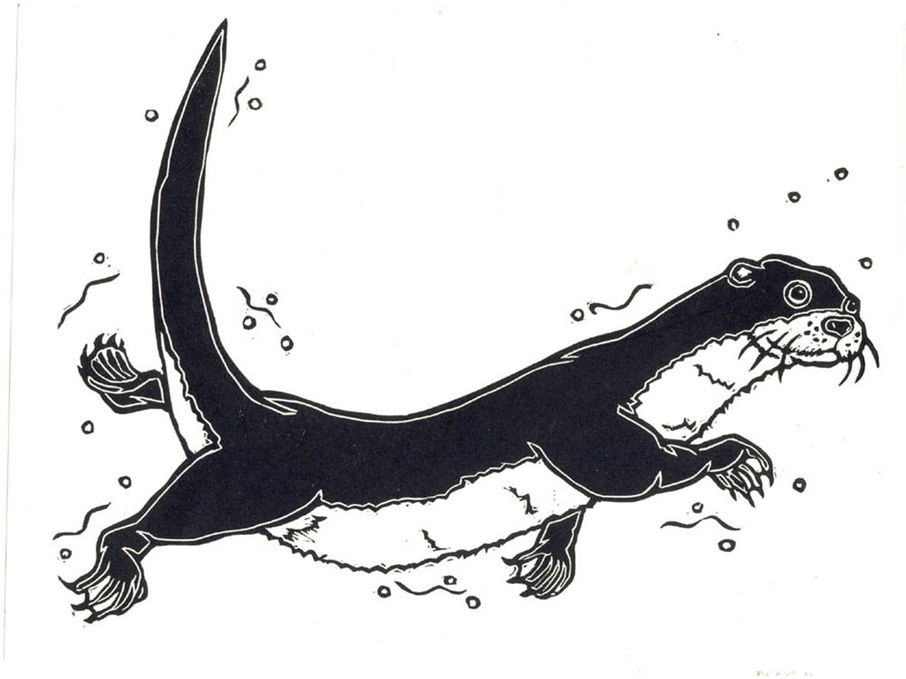 swimming otter drawing