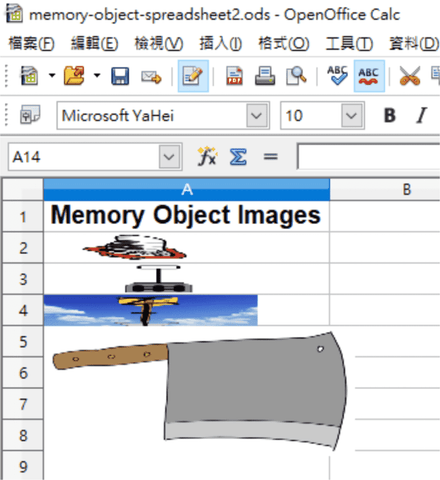 a sheet of memory object images