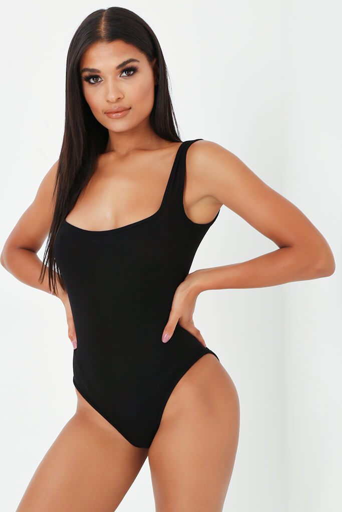 black square neck bodysuit