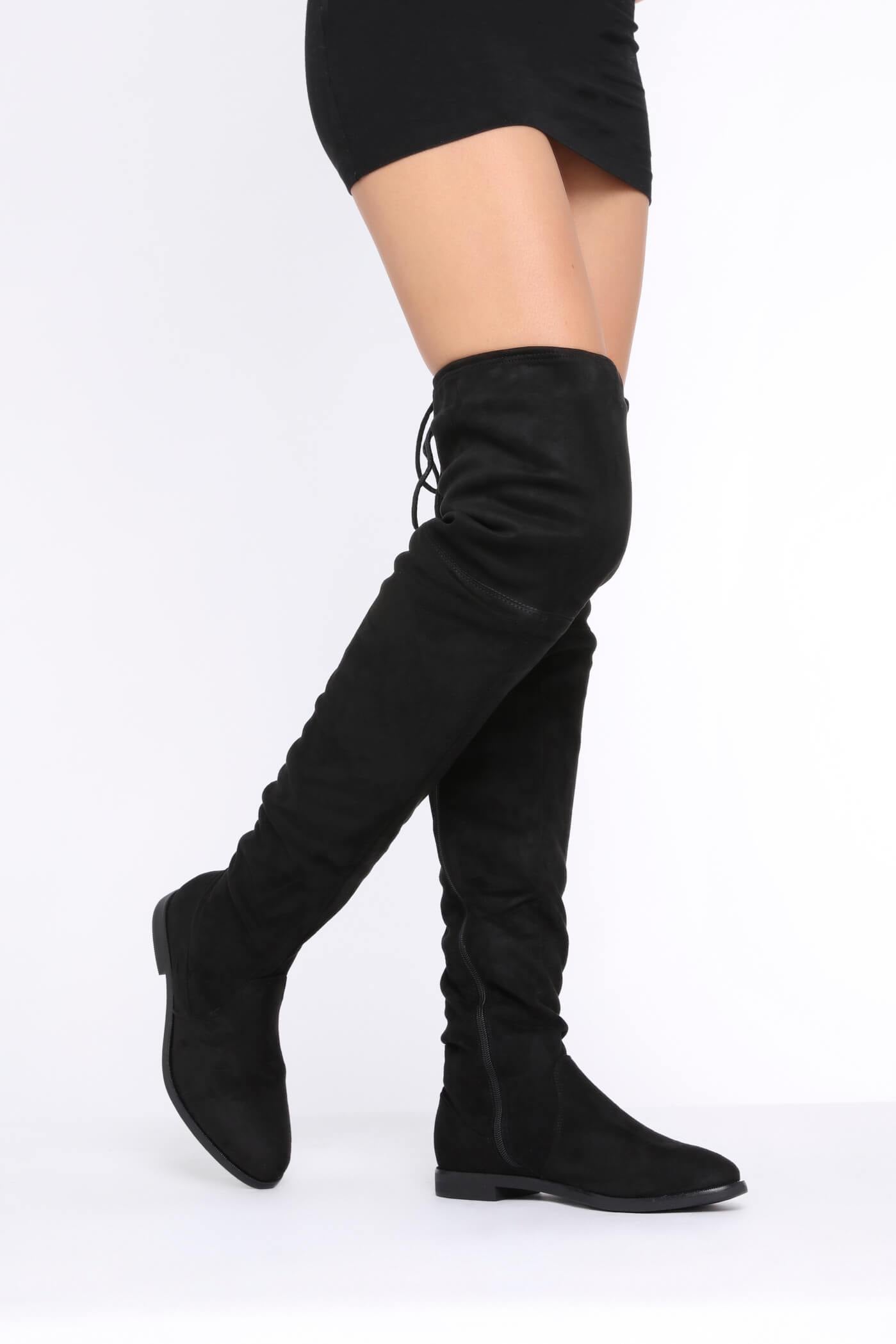 knee high suede flat boots