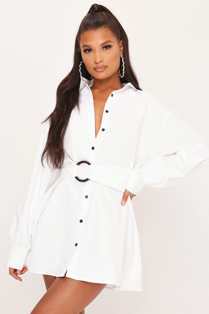 white belted oversized shirt dress