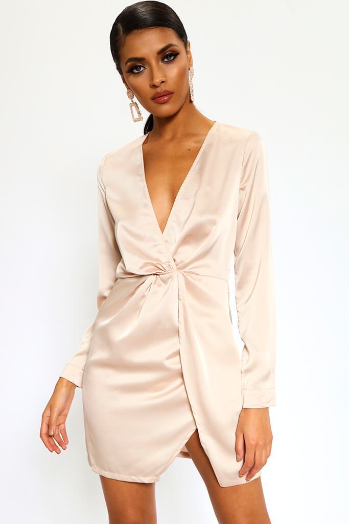 twist front satin dress