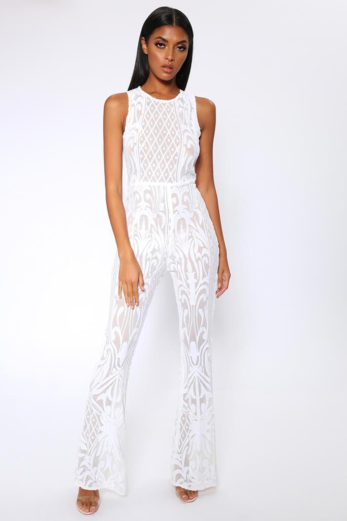 mesh leg jumpsuit