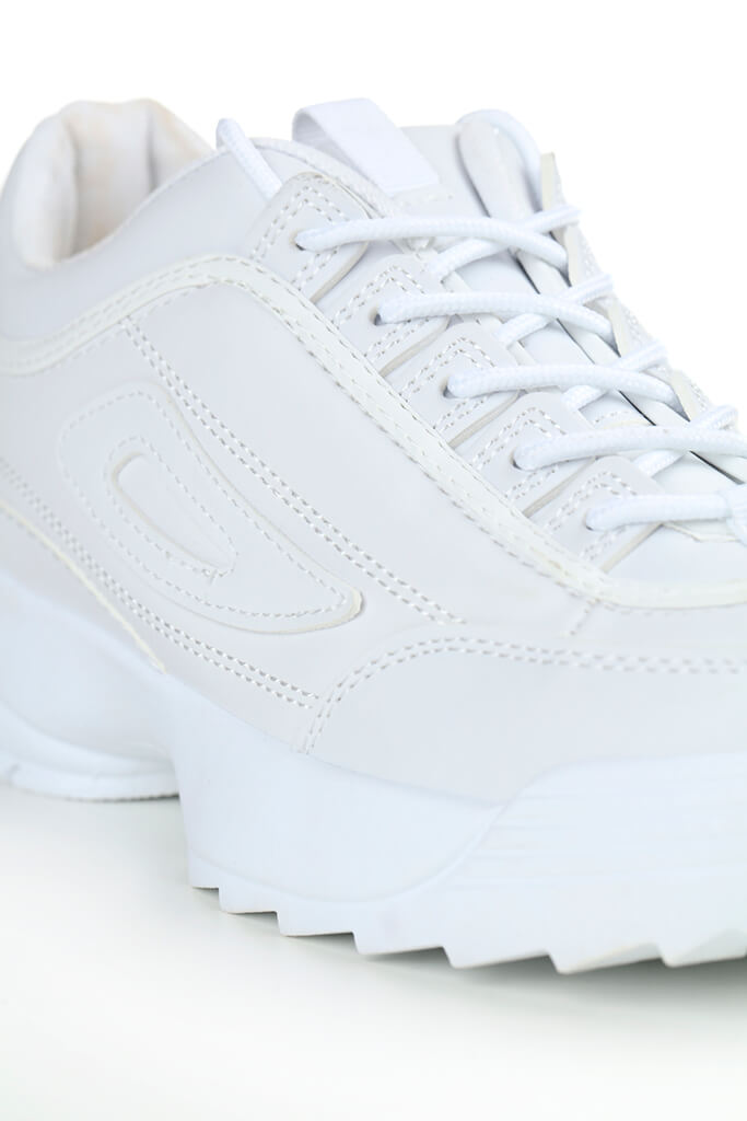 White Chunky Sole Stretch Trainers 