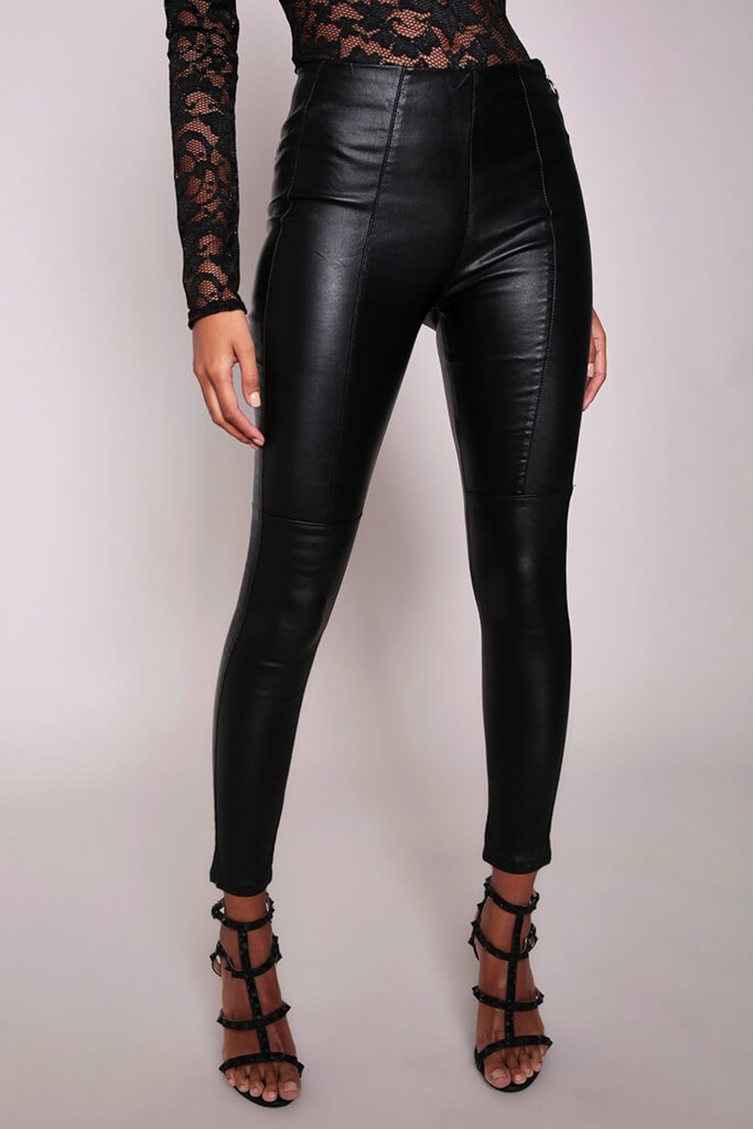 zip leather trousers