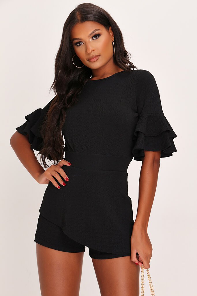 black frill playsuit