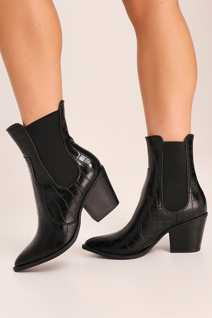 croc pointed boots