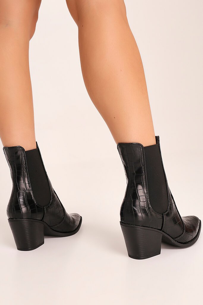 black croc chelsea boots