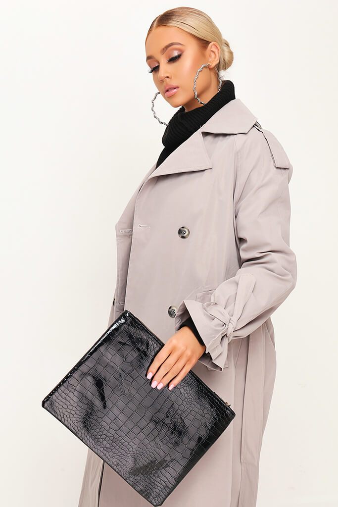 Black Croc Patent Large Clutch Bag | Bags & purses | I SAW IT FIRST