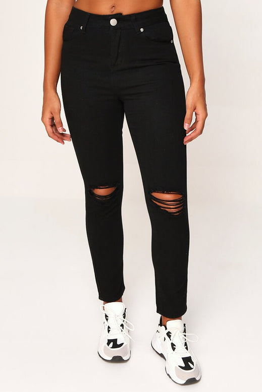 Black Mom Jeans With Ripped Knee | Denim | Jeans | I SAW IT FIRST