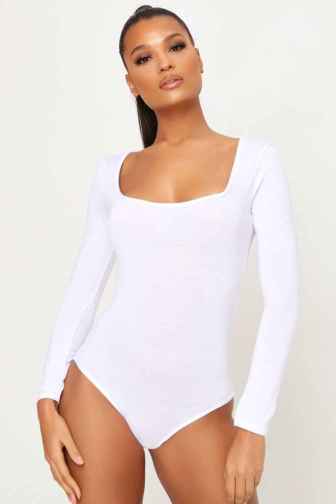 white square neck bodysuit