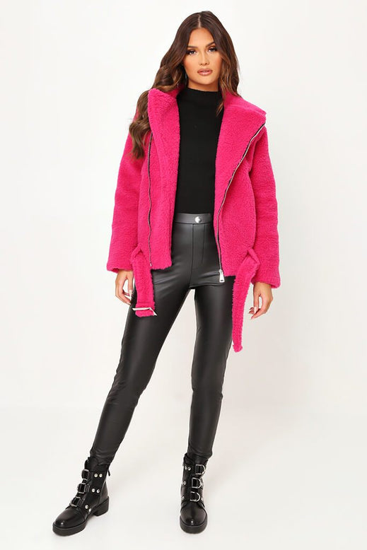 Pink Borg Aviator Jacket | Aviator jacket | I SAW IT FIRST