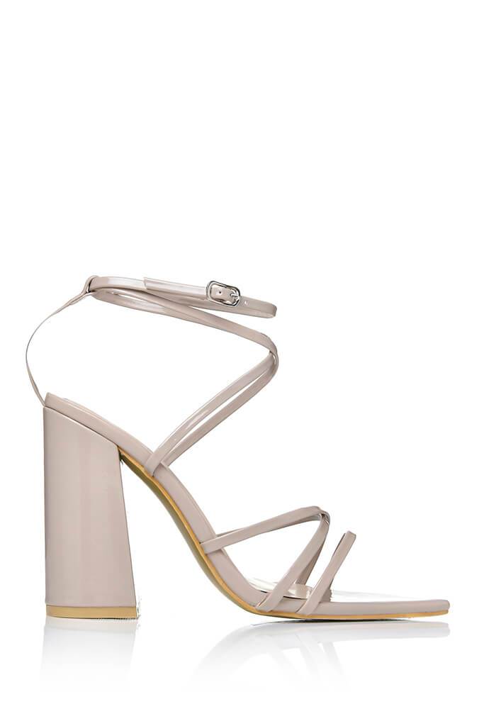 Neutral Strappy Pointed Toe Block Heel 