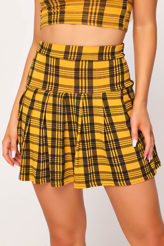 Yellow Check Print Skater Skirt | Skater | I SAW IT FIRST