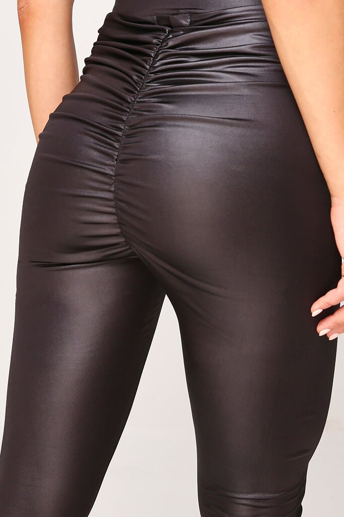 Black Wet Look Bum Ruched Highwaisted Legging Leggings I Saw It First 8847