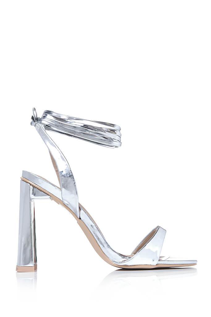 silver strappy chunky heels