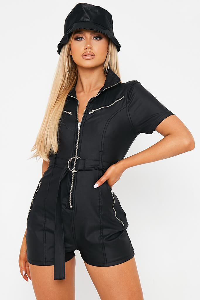 denim zip up playsuit