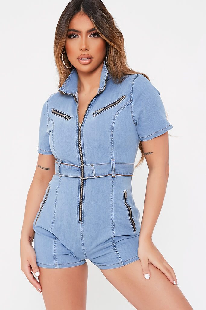 denim zip up playsuit